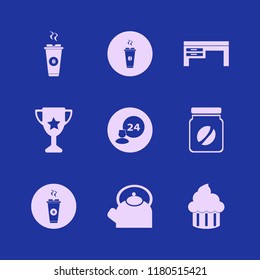 cup icon. cup vector icons set coffee jar, teapot, trophy cup and hot coffee