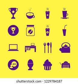 cup icon. cup vector icons set cupcake, latte cup, soda and room service