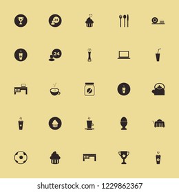 cup icon. cup vector icons set teapot, football cup, folk spoon knife and laptop desk