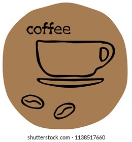 Cup icon vector illustration on beige background