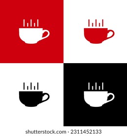 silueta vectorial de icono de taza. blanco, rojo, negro