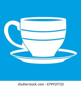 Cup icon white isolated on blue background vector illustration