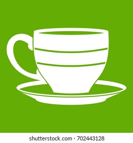 Cup icon white isolated on green background. Vector illustration