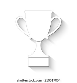 Cup icon - white vector illustration with shadow