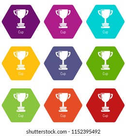 Cup icons 9 set coloful isolated on white for web