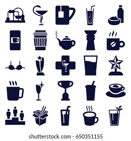 Cup icons set. set of 25 cup filled icons such as mug, vending machine, baby toy, teapot, clean wine glass, bra, drink, noodles fast food, soda, drink and food, medicine
