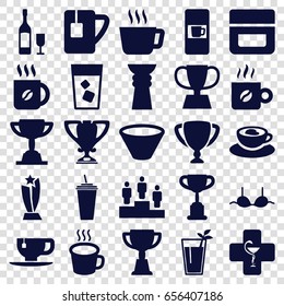 Cup icons set. set of 25 cup filled icons such as vending machine, cream, bra, coffee, trophy, drink, pharmacy, cocktail, wine glass and bottle, bowl, ranking