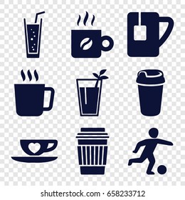 Cup icons set. set of 9 cup filled icons such as mug, drink, soda, cocktail, coffee
