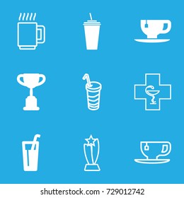 Cup icons set. set of 9 cup filled and outline icons such as drink, tea cup, pharmacy, mug