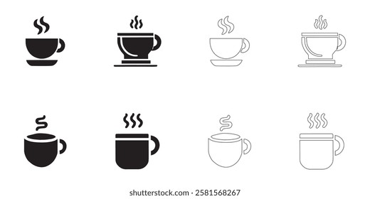 cup icons set in black color simple and clean vector illustration on a white background.
