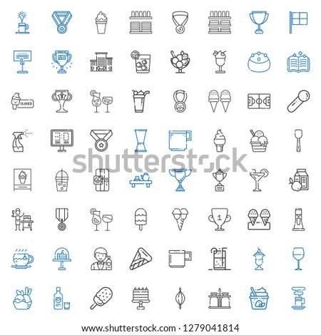 cup icons set. Collection of cup with coffee cup, ice cream, milk jar, punching ball, cake, vodka, wine glass, soft drink, mug, barman, tea, milkshake. Editable and scalable cup icons.