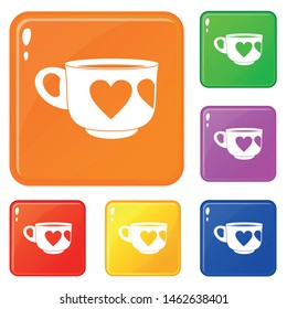 Cup icons set collection vector 6 color isolated on white background