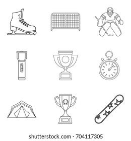 Cup icons set. Outline set of 9 cup vector icons for web isolated on white background
