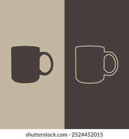Ilustración de la taza sobre fondo marrón