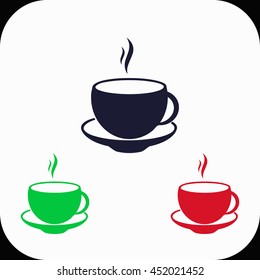 Cup Illustration set. Blue, green, red icon.