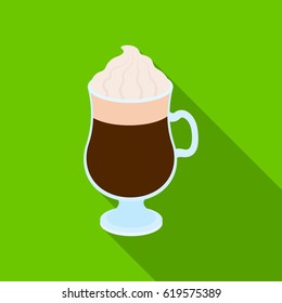 Cup of Irish coffee.Different types of coffee single icon in flat style vector symbol stock illustration web.