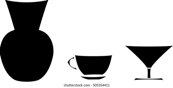 Cup, jug and vase silhouette