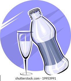 cup of juice and bottle	