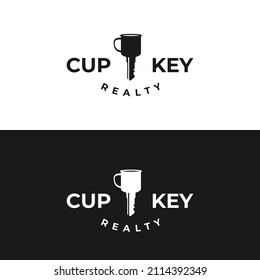 Icono de la copa y la clave. Idea de diseño con logotipo de Realty.