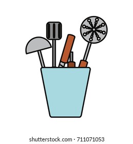 cup with kitchen utensils icon 