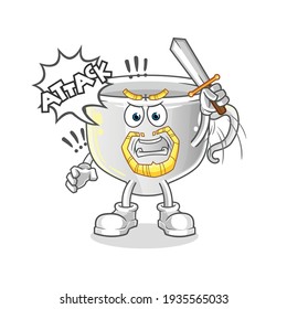 los caballeros de la copa atacan con carácter de espada. vector de mascota de dibujos animados