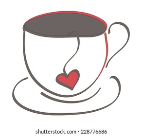 Cup with the label in the form of heart