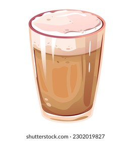 A cup of latte. A cup of coffee. Cartoon vector illustration isolated on a white background.
