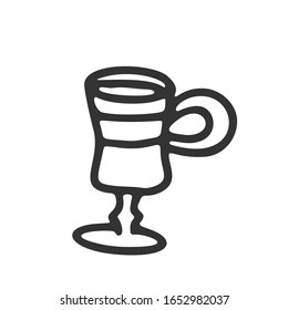 Cup of latte. Vector Icon. Hand draw style. Coffeeshop, cafe symbol for templates, menu, web design and infographics. Vector isolated illustration.