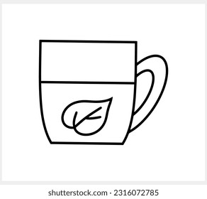 Cup with leaf icon. Hot drink sign. Beverage symbol. Doodle food drink cliprt Vector stock illustration EPS 10