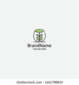 Cup leaf logo template - vector