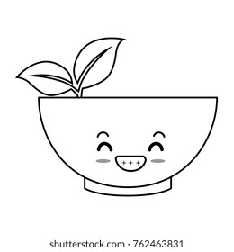cup with leafs kawaii character