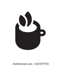 Cup with leaves logo template vector green tea icon design