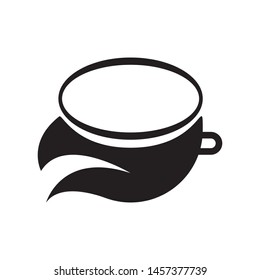 Cup with leaves logo template vector green tea icon design