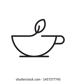 Cup with leaves logo template vector green tea icon design