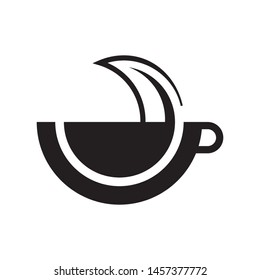 Cup with leaves logo template vector green tea icon design
