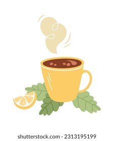Cup mit Lemon- und Blättervektorgrafik