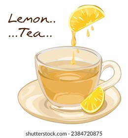 A cup of Lemon Tea hot tea vector illustration isolated on white background