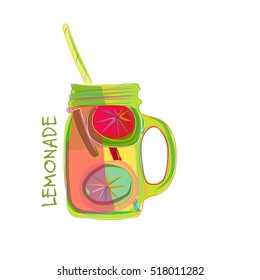 Cup with lemonade, sketch for your design. Vector illustration