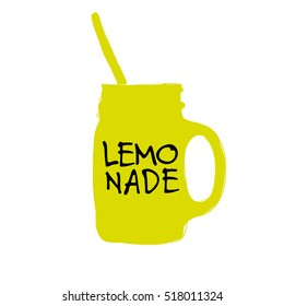 Cup with lemonade, sketch for your design. Vector illustration