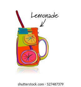 Cup with lemonade, sketch for your design