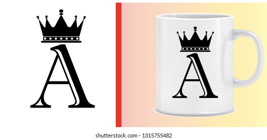 Cup and letter design - King Crown