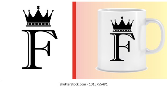 Cup and letter design - King Crown