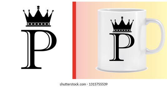 Cup and letter design - King Crown