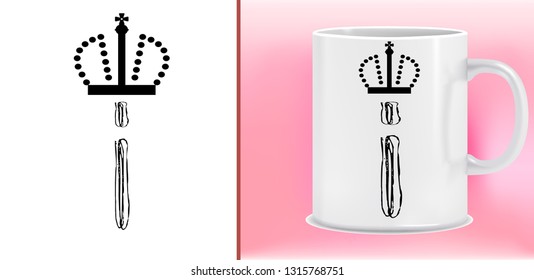 Cup and letter design - King Crown