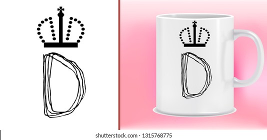 Cup and letter design - King Crown