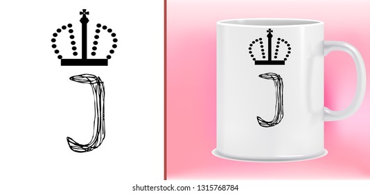Cup and letter design - King Crown