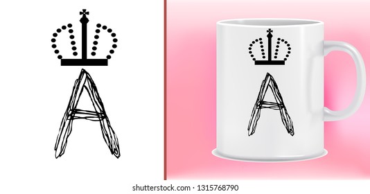 Cup and letter design - King Crown