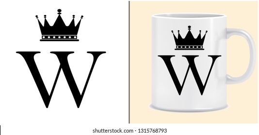 Cup and letter design - King Crown