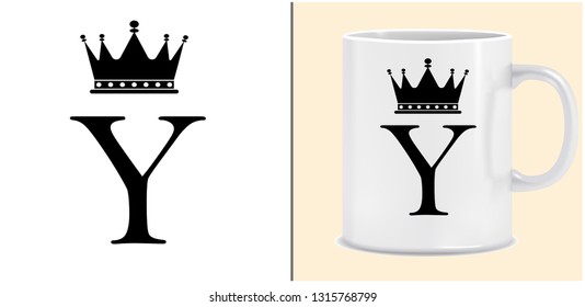 Cup and letter design - King Crown