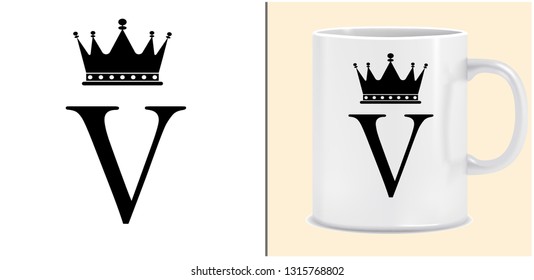 Cup and letter design - King Crown